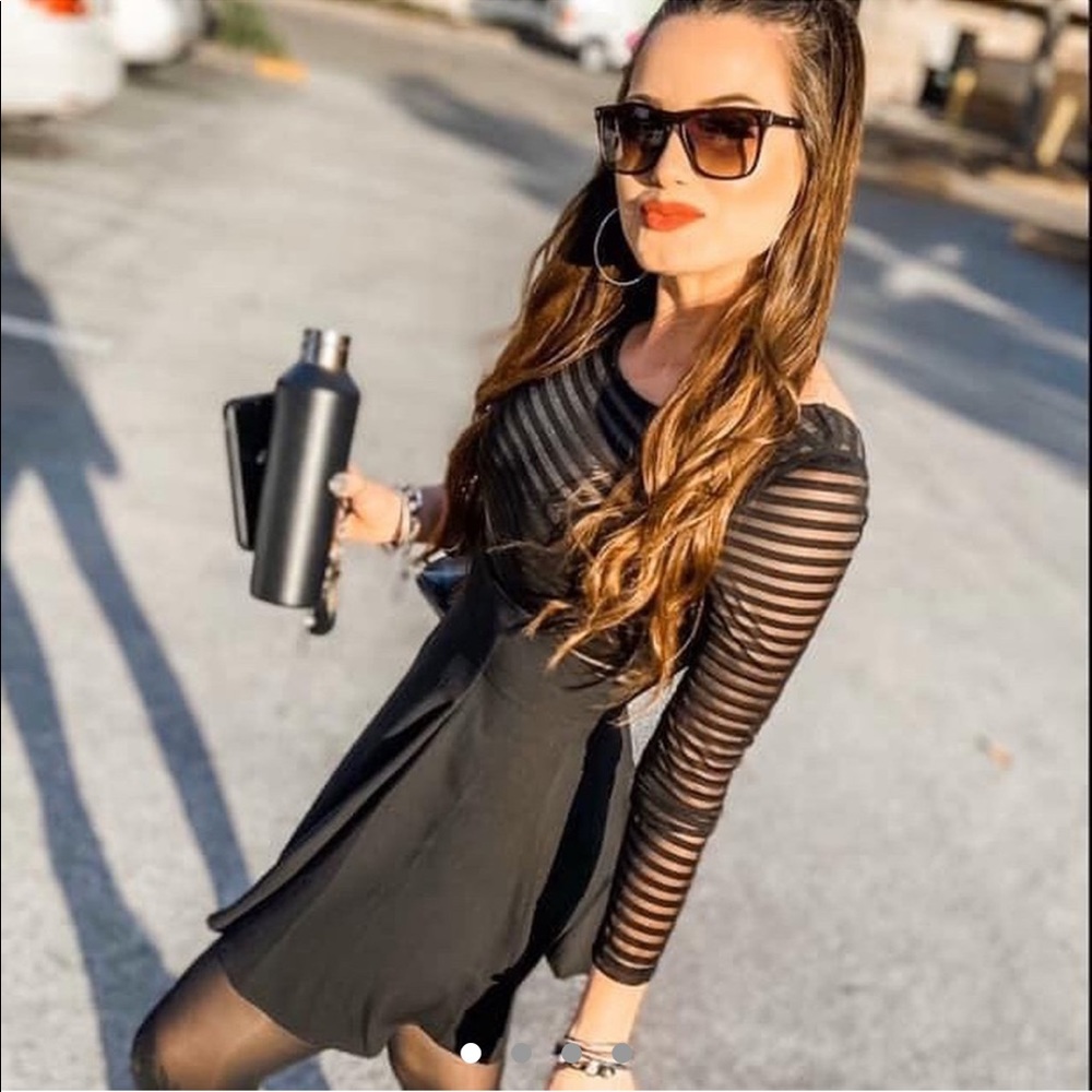 Black sheer striped bodysuit.